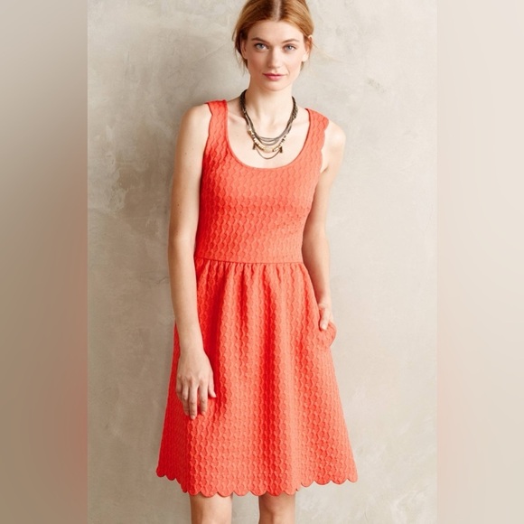 Maeve Dresses & Skirts - Maeve Coral Scalloped Lace Tank Dress